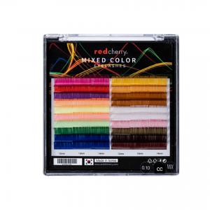 مژه والیوم رنگی ردچری  ضخامت 0/10سایز MIX استایل CC 